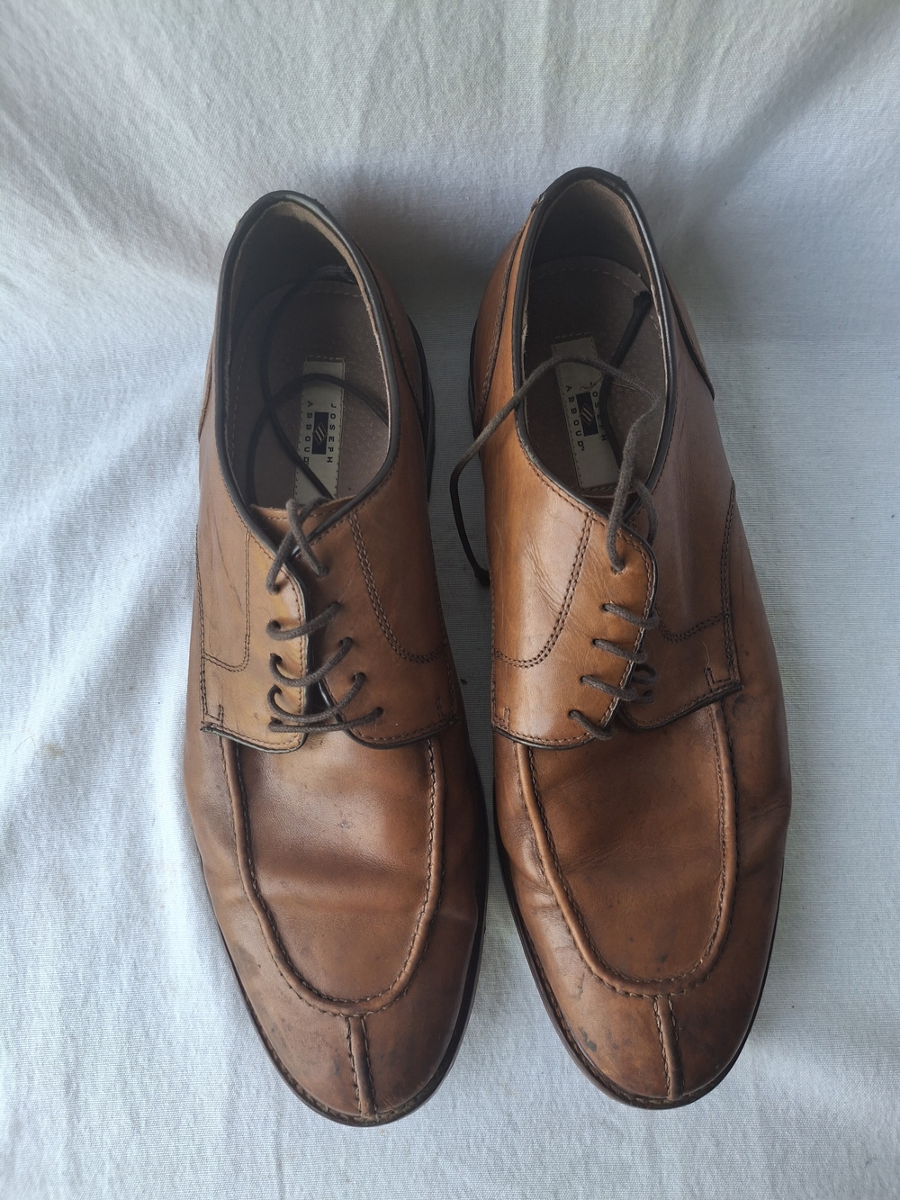 Joseph Abboud Tan Leather Lace-Up Oxfords